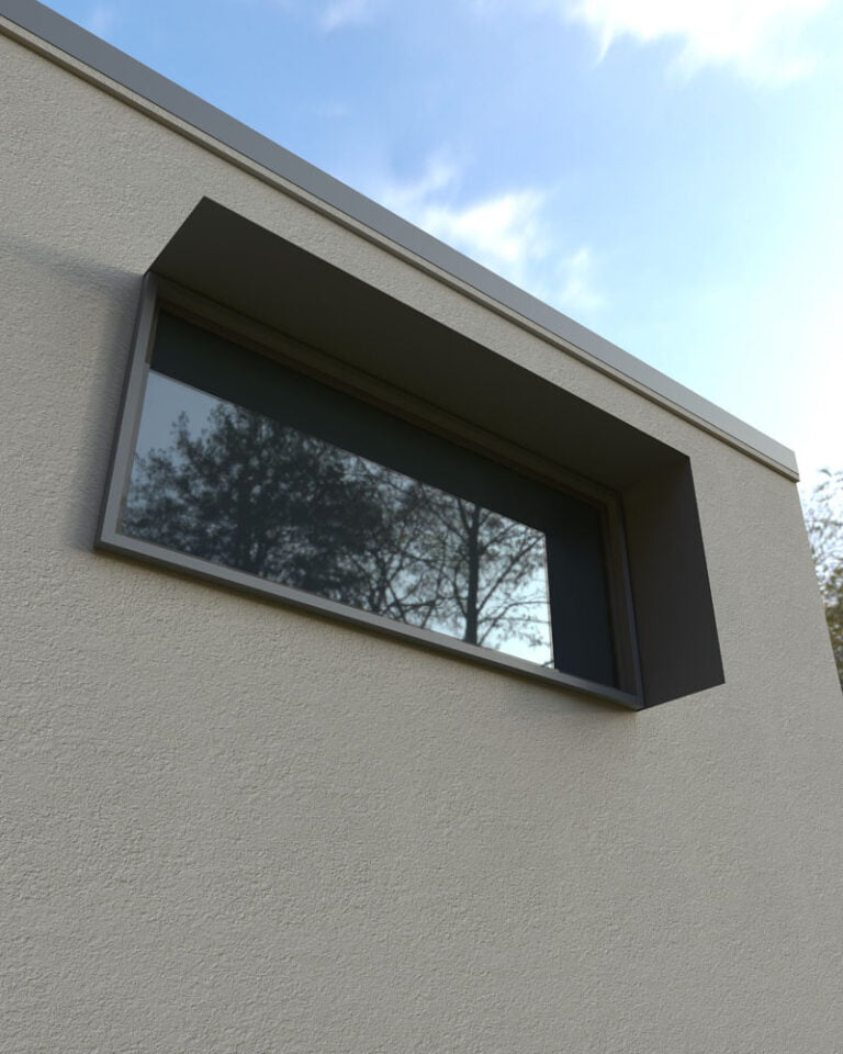 Sunhood on rendered cement house