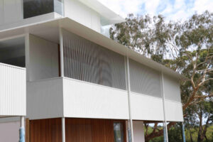 Custom aluminium sun hood and privacy screen fabricate in Sydney