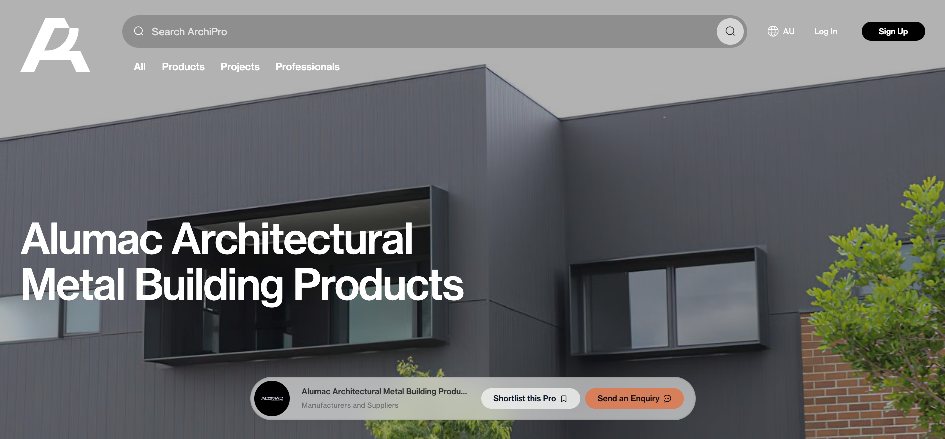 Screenshot of Alumac on ArchiPro